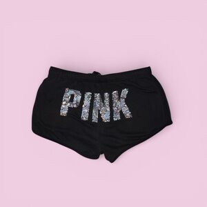 PINK Victoria's Secret Black Shorts with Glitter Logo